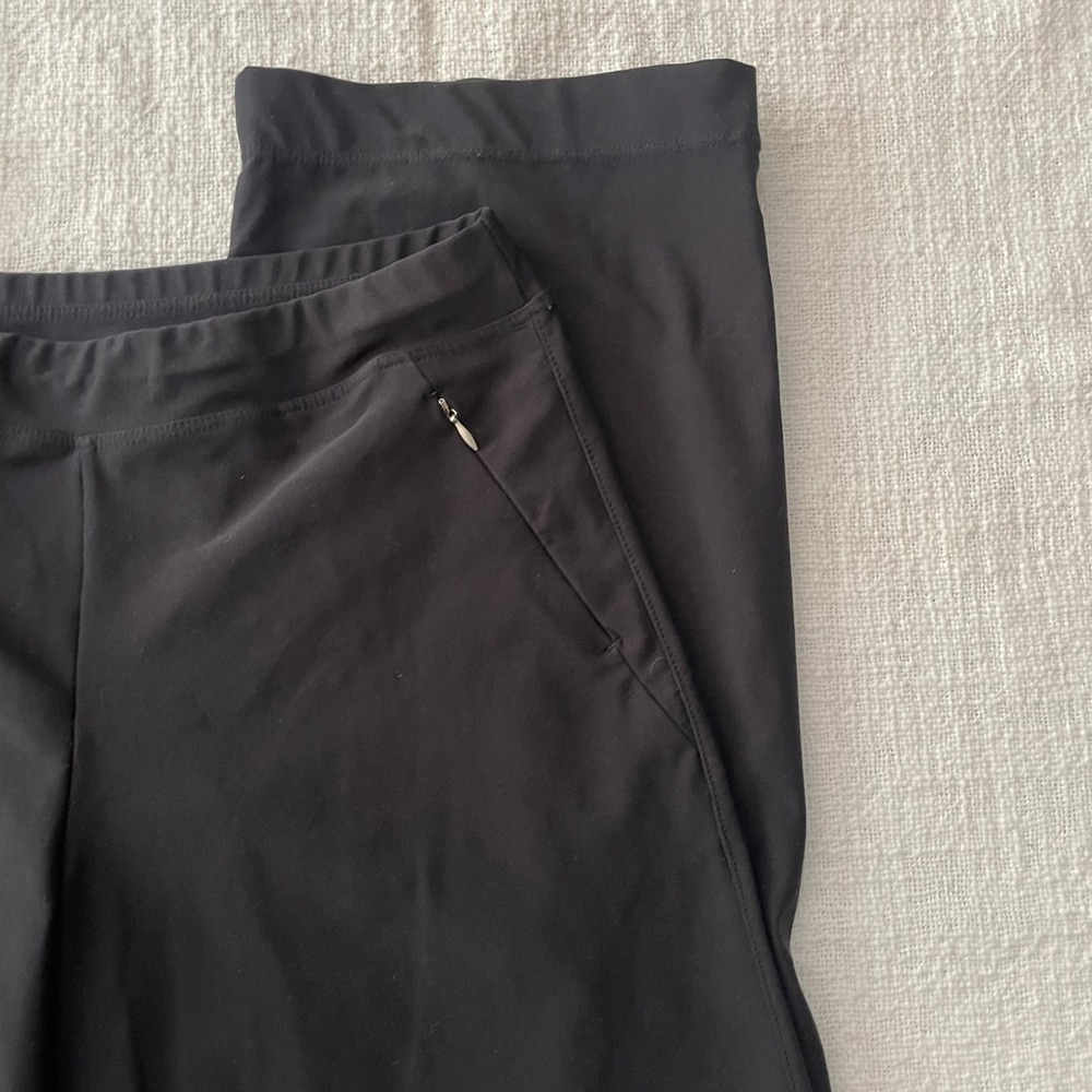 Lucy Black Wide Leg Activewear Pants Women S Short Zipper Pockets Stretch - Picture 2 of 10